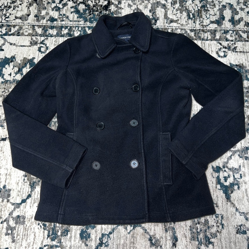 Lands' End Black Peacoat